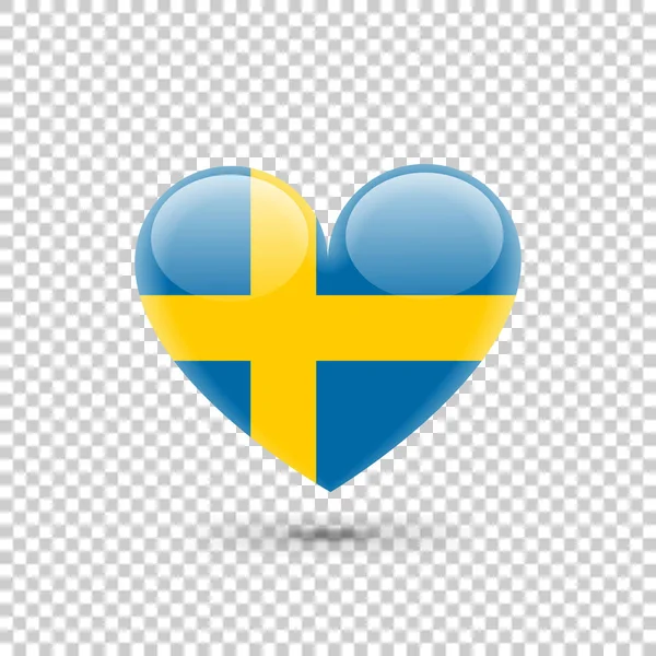 スウェーデンの国旗ハートのアイコン — ストックベクタ