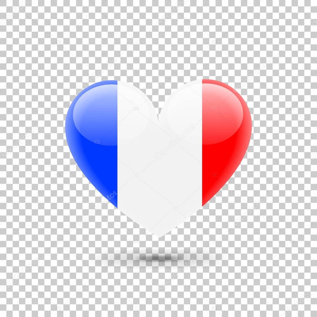 French Flag Heart Icon 