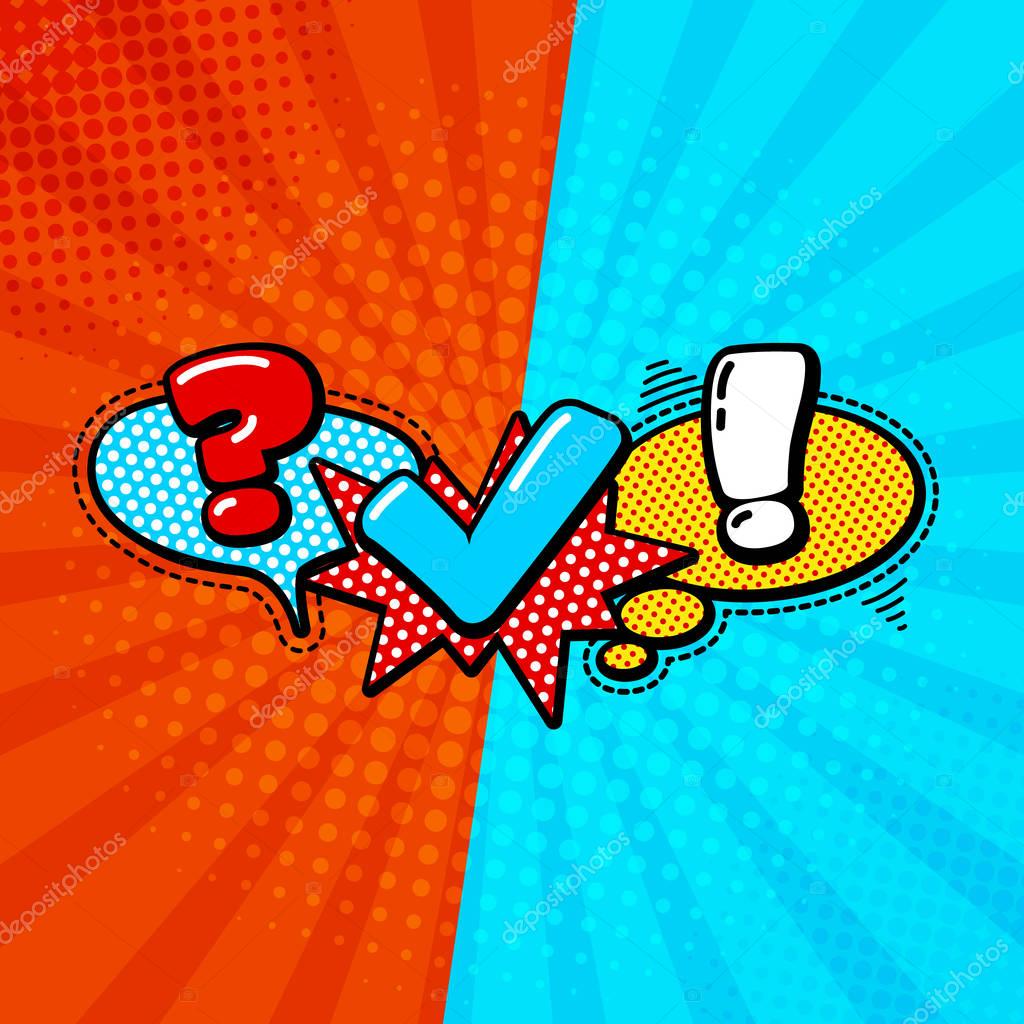 Quiz comic style Logo, vector illustration