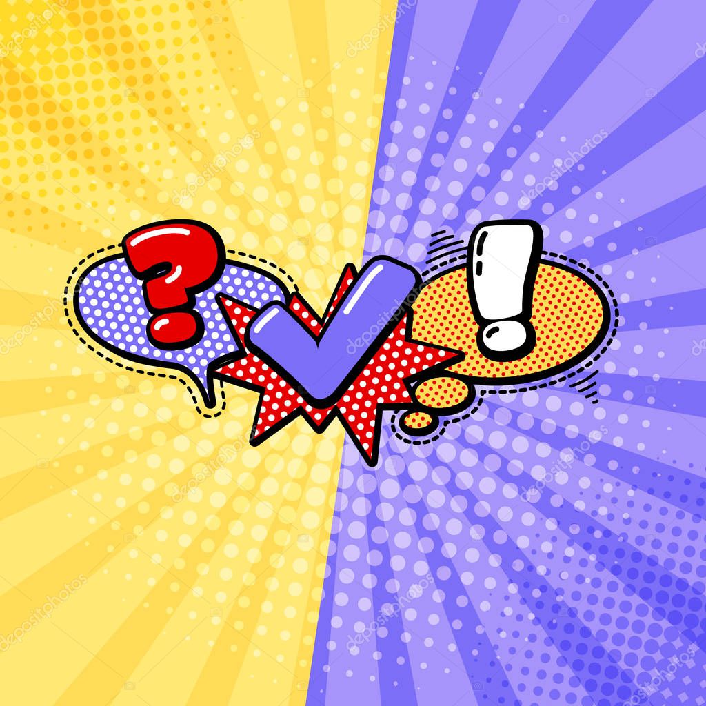 Quiz comic style Logo, vector illustration