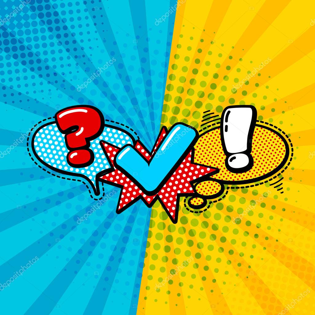 Quiz comic style Logo, vector illustration
