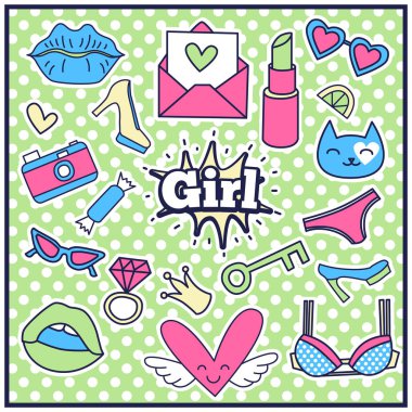 Moda kız rozetleri ayarla