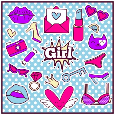 Moda kız rozetleri ayarla