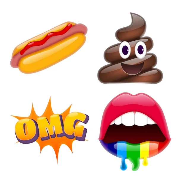 Conjunto de vários Emoticons coloridos — Vetor de Stock