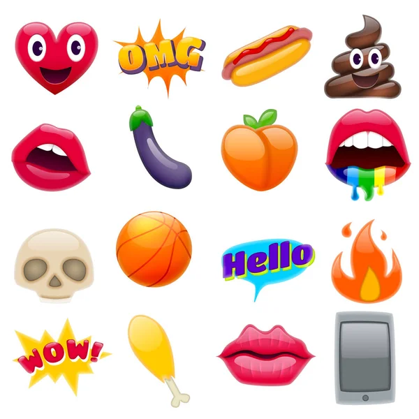 Conjunto de vários Emoticons coloridos — Vetor de Stock