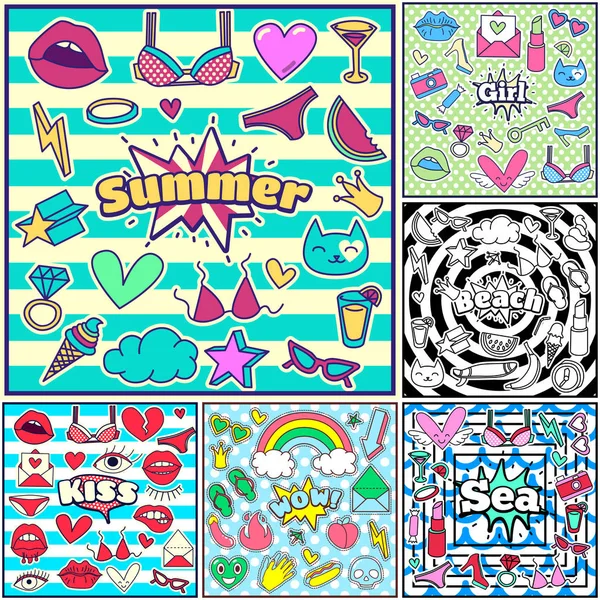 Moda verano insignias conjunto — Vector de stock