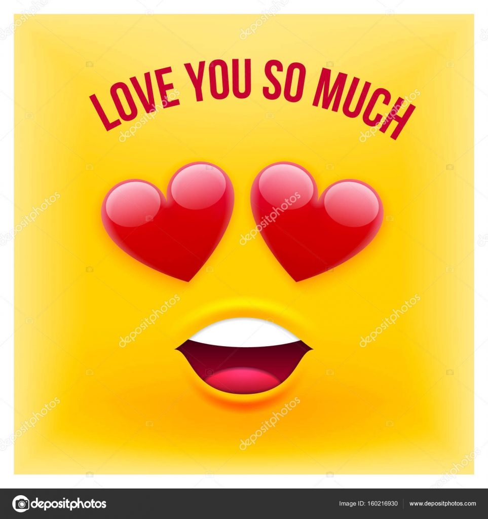 Download Emoji Style Card with Text Love You So Much — Stock Vector ...
