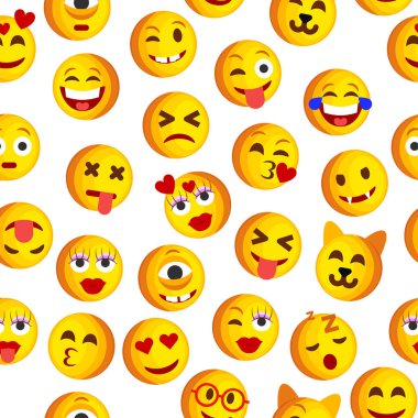 Beyaz bir arka plan üzerinde Emoji Seamless Modeli