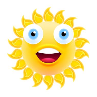 Mutlu gülümseyen güneş ifade açık ağızlı
