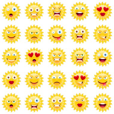 Güneş ifadeler kümesi. Güneş Emojis kümesi