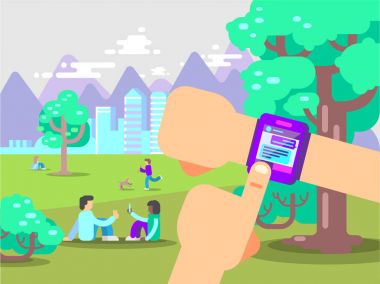İnsan elleri kullanmak akıllı dikkat Messenger App ile