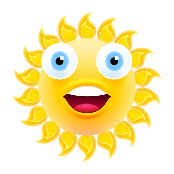口を開けて幸せ笑顔太陽の絵文字 — ストックベクタ