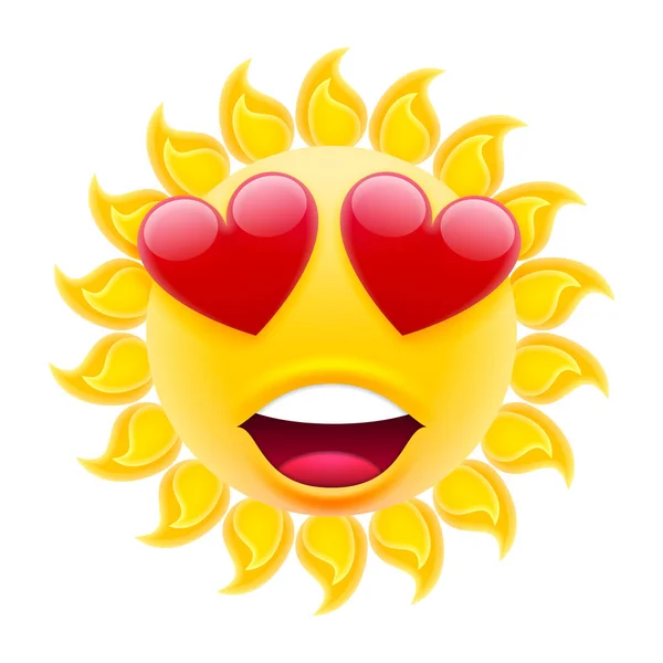 Το χαμόγελο σε αγάπη Κυρ Emoticon Emoji με δύο καρδιές — Διανυσματικό Αρχείο