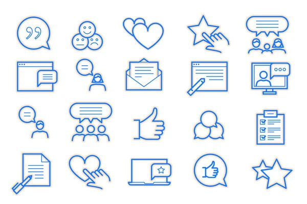 Feedback en getuigenissen Icon Set — Stockvector