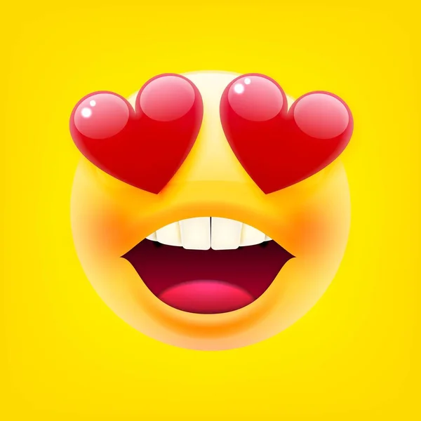 Cara sonriente con ojos de corazón Emoji — Vector de stock