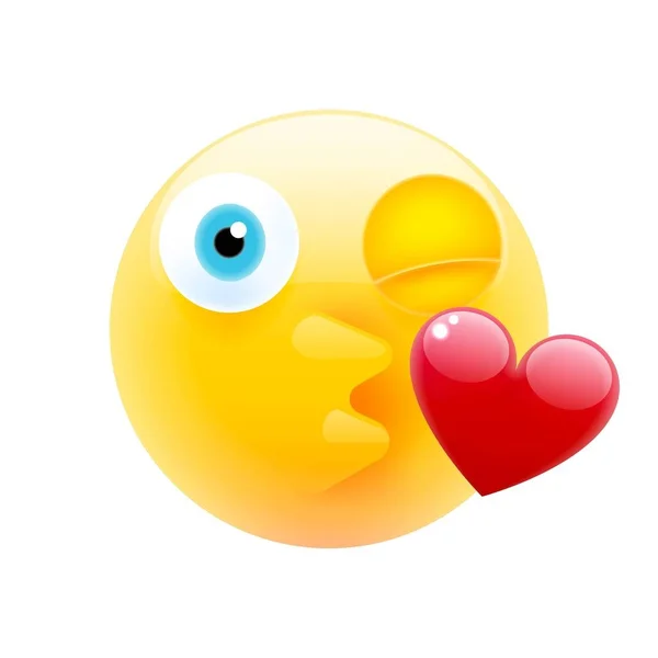 Cara soplando un beso. besos cara emoji — Vector de stock