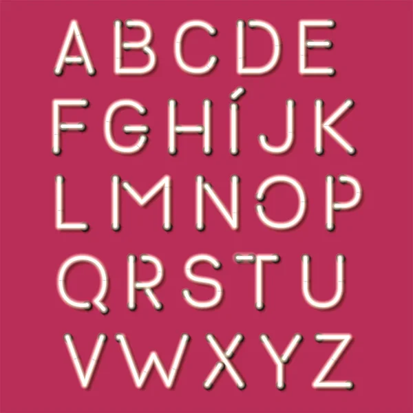Realistic Neon Character Typeset. Neon Letters. — Stock Vector