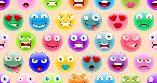 Abstract Cute Emoji Pattern — Stock Vector