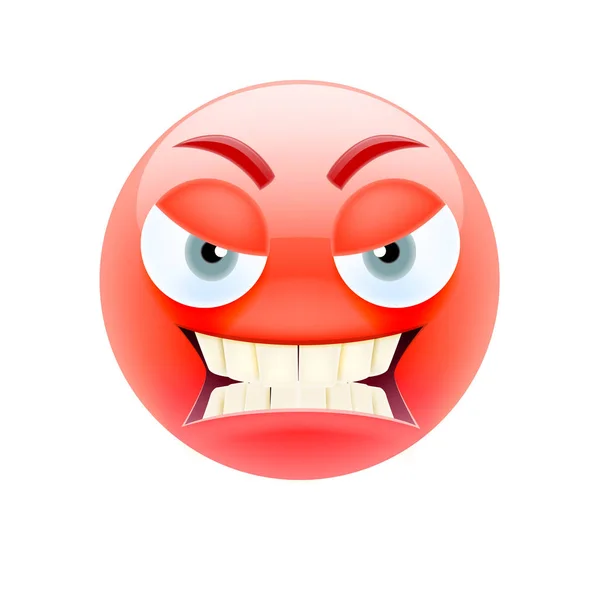 Emoticon Irritado Com Olhos Dentes Cinzentos Emoji Zangado Ícone Sorriso — Vetor de Stock