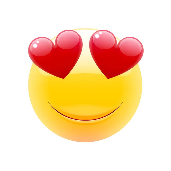 Cara Sonriente Con Ojos Corazón Emoji Cara Sonriente Emoticono Feliz — Vector de stock