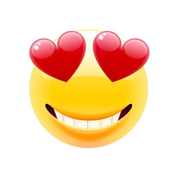 Cara Sonriente Con Ojos Corazón Emoji Cara Sonriente Emoticono Feliz — Vector de stock