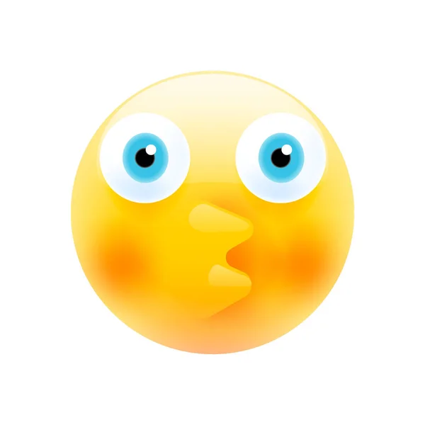 Beijar Emoticon Emoji Moderno Realista Ilustração Isolada Sobre Fundo Branco — Vetor de Stock