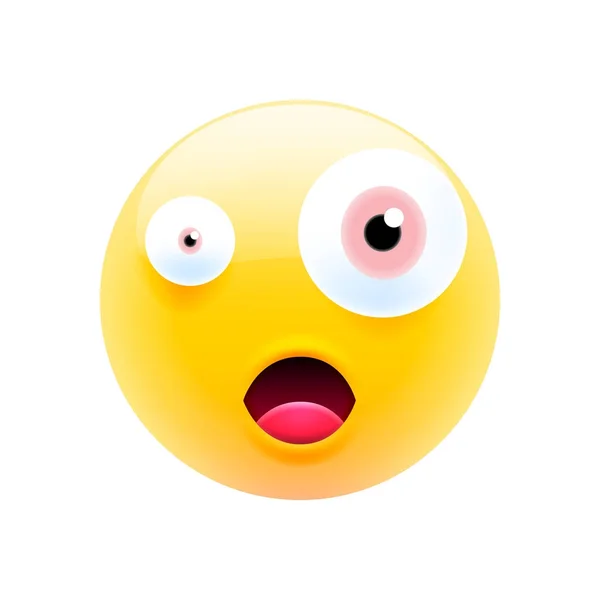 Émoji Choqué Mignon Aux Grands Yeux Bouche Ouverte Série Emoji — Image vectorielle