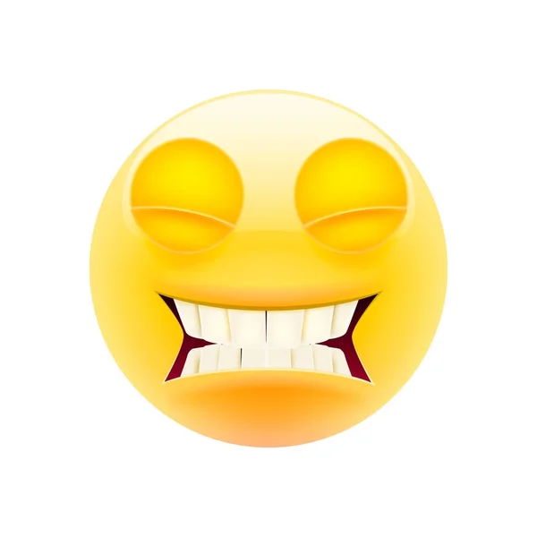 Cute Angry Emoji Closed Eyes Modern Emoji Series Crazy Angry — Stock Vector