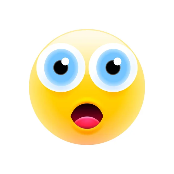 Cute Terkejut Emoji Dengan Big Eyes Dan Open Mouth Seri - Stok Vektor