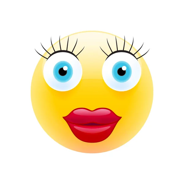 Femme Émoticône Emoji Moderne Réaliste Icône Sourire Illustration Isolée Sur — Image vectorielle