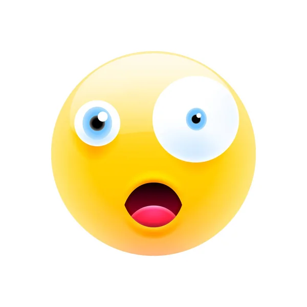 Cute Terguncang Emoji Dengan Big Eyes Dan Open Mouth Seri - Stok Vektor