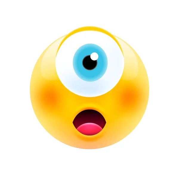 Cute Shocked Cyclop Emoji Com Boca Aberta Série Emoji Moderna — Vetor de Stock