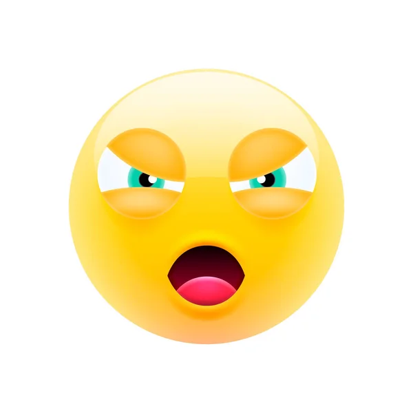 Emoji Médio Hostil Com Boca Aberta Série Emoji Moderna Rosto —  Vetores de Stock