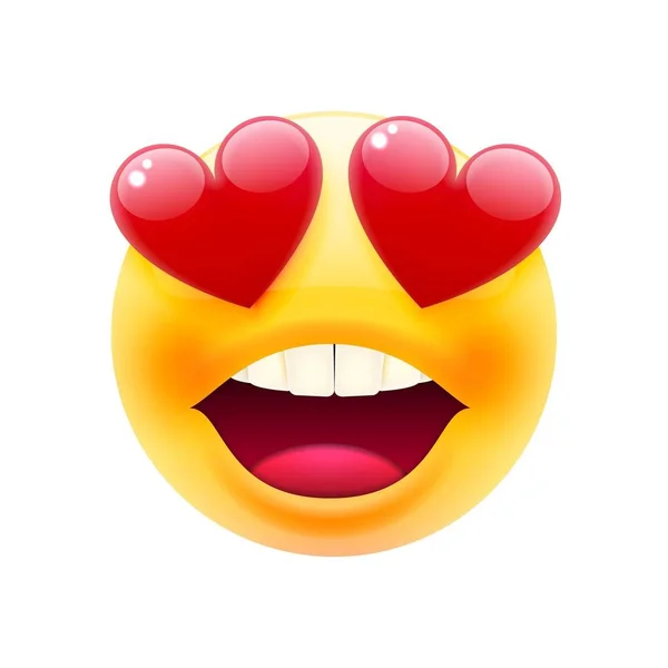Smilende Ansigt Med Hjerte Øjne Emoji Smiley Face Glædelig Emoticon – Stock-vektor
