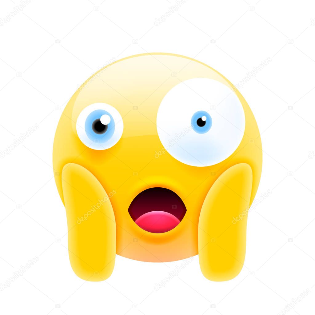 Cute Shocked Emoji Different Eyes Open Mouth Modern Emoji Series ...