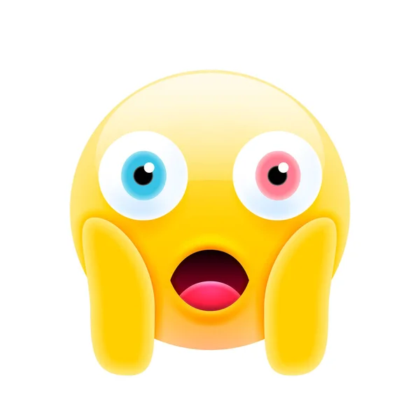 Emoji Chocado Bonito Com Boca Aberta Série Emoji Moderna Rosto — Vetor de Stock