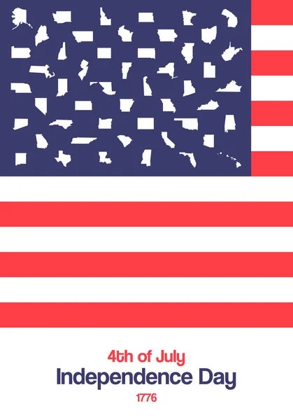 4 de Julho. Cartão postal do Dia da Independência dos EUA — Vetor de Stock