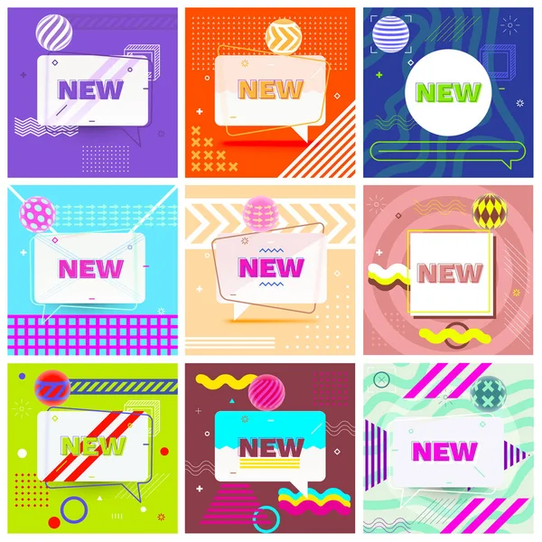 Set of Trendy Abstract Geometric Vector Bubbles — Stock Vector