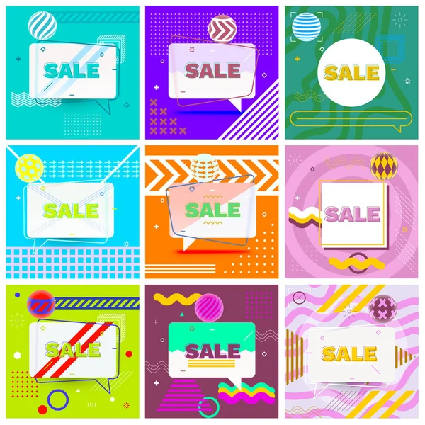 Set of Trendy Abstract Geometric Vector Bubbles — Stock Vector