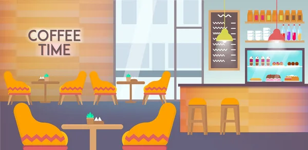 Modern Cafe Intérieur vide sans personnes à l'intérieur — Image vectorielle