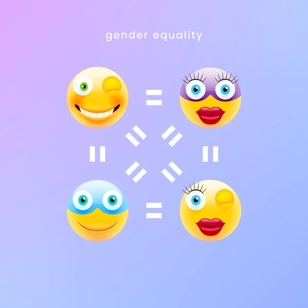 Emoji språket jämställdhet Illustration — Stock vektor