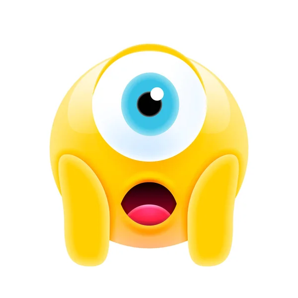 Cara gritando de miedo Cíclope Emoji — Vector de stock