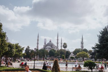 ISTANBUL TURKEY - Ağustos 2019: Mavi Cami, Türkiye Keşfi, İstanbul Konsepti