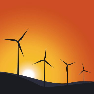 Günbatımı ile yel değirmeni