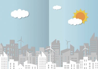 yel değirmeni vektör binalarla