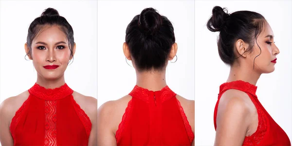 360 Portré Snap Figure, Ázsiai nő Transgender visel Red Sexy — Stock Fotó