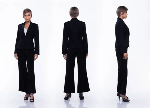 360 hela längden Snap Figur, asiatiska företag kvinna bära svart Sui — Stockfoto