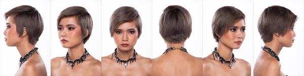 360 Retrato Snap Figura, mulher asiática desgaste preto sexy wrap saia — Fotografia de Stock
