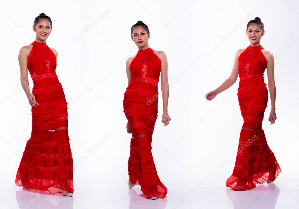 Full Length Snap Figure, Asian Woman Transgender wears Red Sexy 