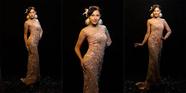 Teljes hossz Ábra Ázsiai nő Transznemű viselet Gyönyörű Éva — Stock Fotó